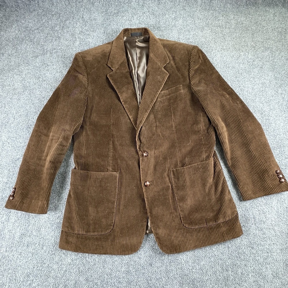 VTG 90s Club Uomo Blazer Men 41L Brown Corduroy Sport Coat Ivy League Oversized